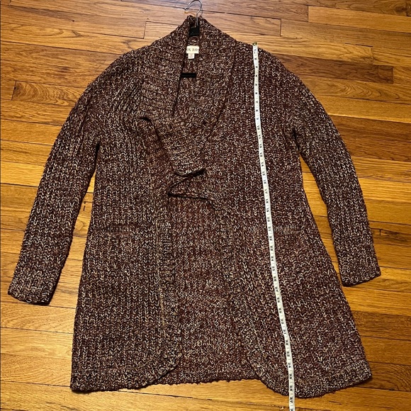 Knox Rose Cardigan Womens M Red Long Chunky Knit Pockets Open Cozy Hippie Collar - Picture 6 of 6